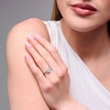 Thumbnail Image 2 of 7/8 CT. T.W. Oval Diamond Quatrefoil Frame Art Deco Engagement Ring in 14K White Gold