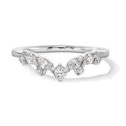 1/3 CT. T.W. Marquise and Round Certified Lab-Grown Diamond Contour Band in 14K White Gold (F/VS2)