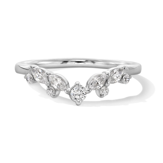 1/3 CT. T.w. Marquise and Round Certified Lab-Grown Diamond Contour Band in 14K White Gold (F/Vs2)