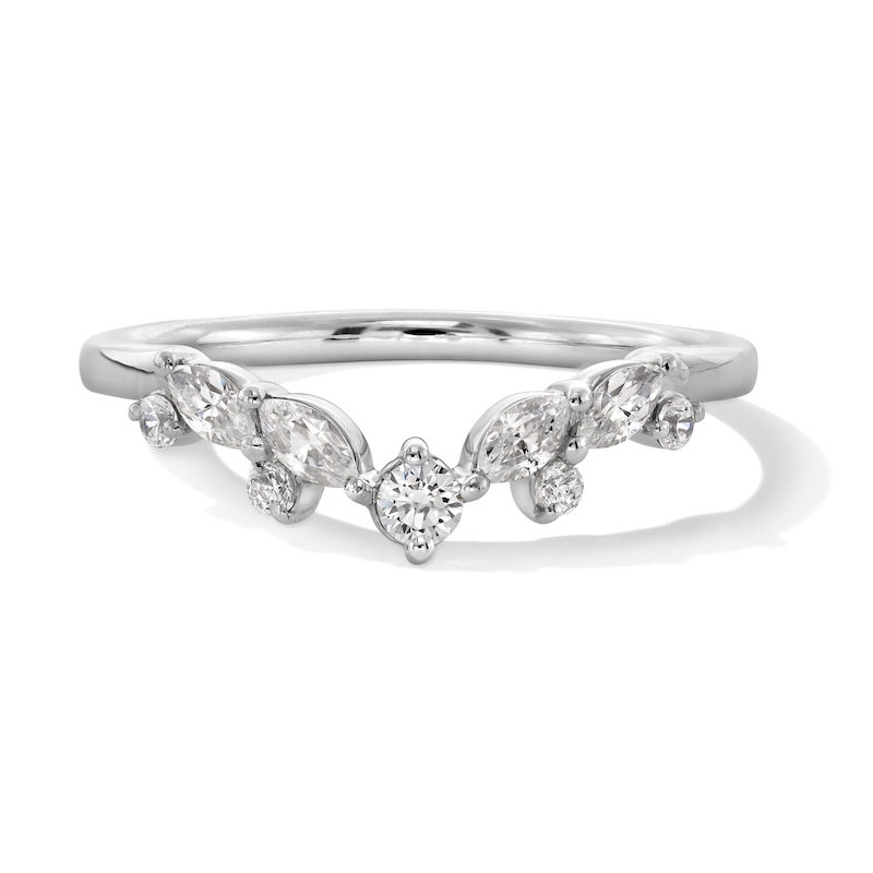 Main Image 1 of 1/3 CT. T.W. Marquise and Round Certified Lab-Grown Diamond Contour Band in 14K White Gold (F/VS2)