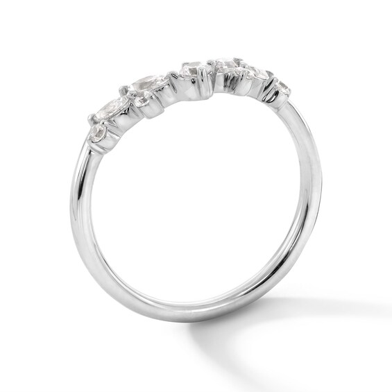 1/3 CT. T.w. Marquise and Round Certified Lab-Grown Diamond Contour Band in 14K White Gold (F/Vs2)