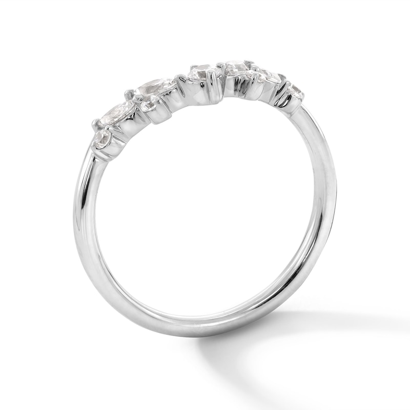Main Image 2 of 1/3 CT. T.W. Marquise and Round Certified Lab-Grown Diamond Contour Band in 14K White Gold (F/VS2)