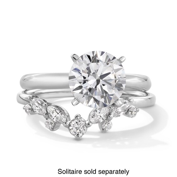 1/3 CT. T.w. Marquise and Round Certified Lab-Grown Diamond Contour Band in 14K White Gold (F/Vs2)
