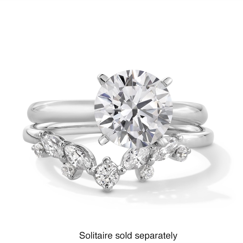 Main Image 3 of 1/3 CT. T.W. Marquise and Round Certified Lab-Grown Diamond Contour Band in 14K White Gold (F/VS2)