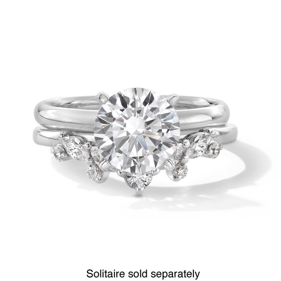 1/3 CT. T.w. Marquise and Round Certified Lab-Grown Diamond Contour Band in 14K White Gold (F/Vs2)