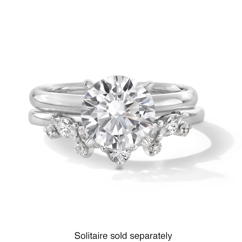 Main Image 4 of 1/3 CT. T.W. Marquise and Round Certified Lab-Grown Diamond Contour Band in 14K White Gold (F/VS2)