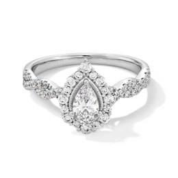 1 CT. T.W. Pear-Shaped Diamond Frame Twist Shank Vintage-Style Engagement Ring in 14K White Gold