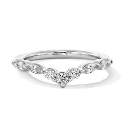 3/8 CT. T.W. Marquise and Round Certified Lab-Grown Diamond Contour Band in 14K White Gold (F/VS2)