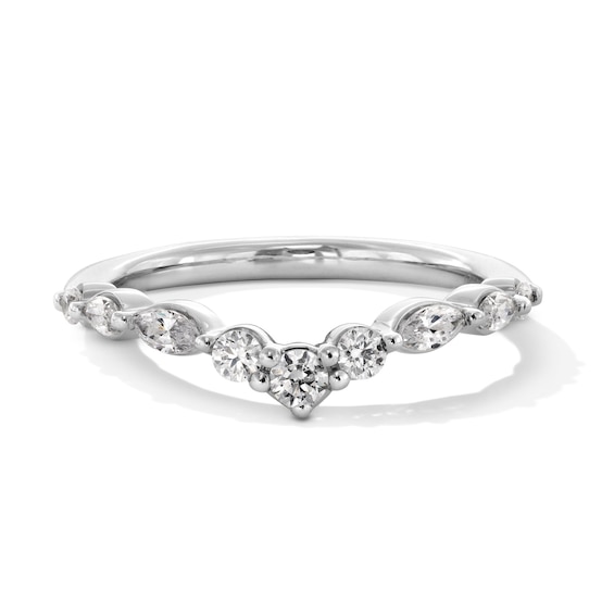 3/8 CT. T.w. Marquise and Round Certified Lab-Grown Diamond Contour Band in 14K White Gold (F/Vs2)