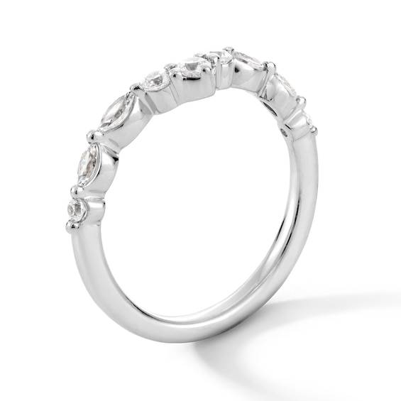 3/8 CT. T.w. Marquise and Round Certified Lab-Grown Diamond Contour Band in 14K White Gold (F/Vs2)