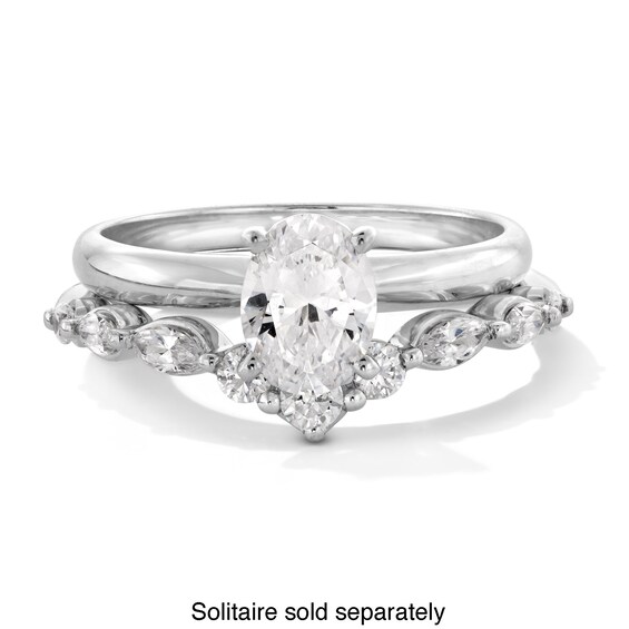 3/8 CT. T.w. Marquise and Round Certified Lab-Grown Diamond Contour Band in 14K White Gold (F/Vs2)