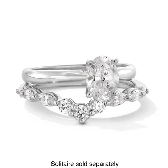 3/8 CT. T.w. Marquise and Round Certified Lab-Grown Diamond Contour Band in 14K White Gold (F/Vs2)