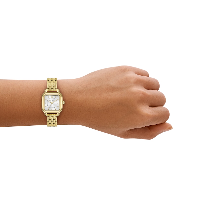Main Image 4 of Ladies' Kate Spade Gracie Gold-Tone IP Watch with Square Silver-Tone Dial (Model: KSW1863)
