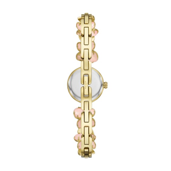 Ladies' Kate Spade Monroe Gold-Tone IP Flower Link Watch with White Dial (Model: Ksw1866)