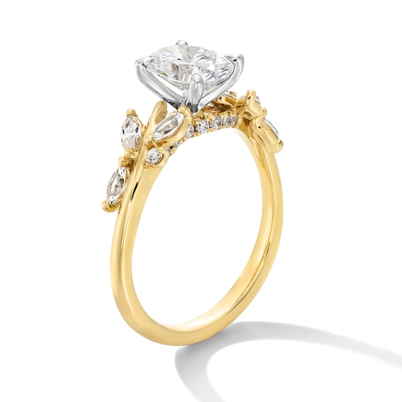 1-1/3 CT. T.w. Oval Certified Lab-Grown Diamond Leaf Shank Engagement Ring in 14K Gold (F/Vs2)