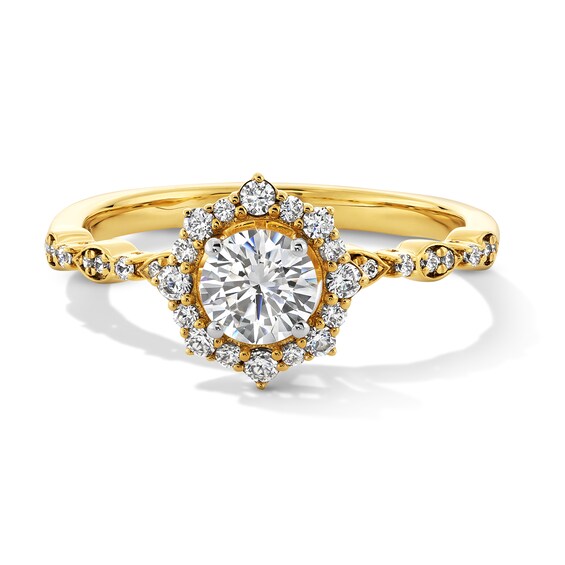 3/4 CT. T.w. Diamond Alternating Frame Art Deco Engagement Ring in 14K Gold