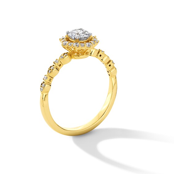 3/4 CT. T.w. Diamond Alternating Frame Art Deco Engagement Ring in 14K Gold