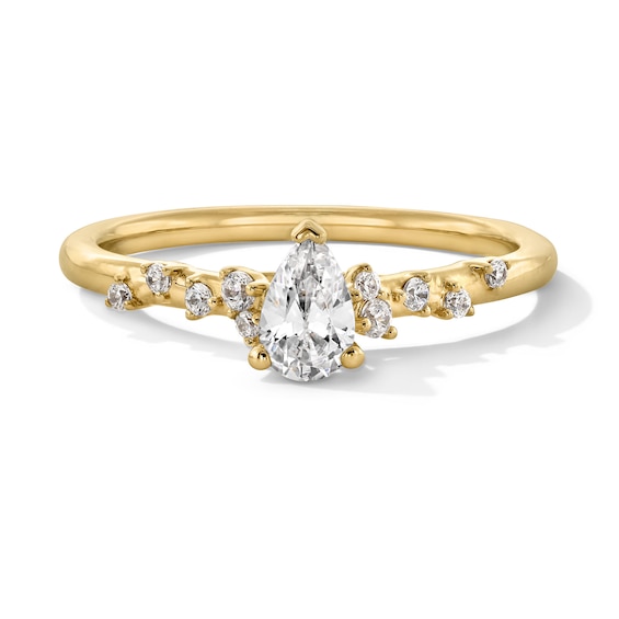 3/8 CT. T.w. Pear-Shaped Diamond Scatter Shank Engagement Ring in 14K Gold