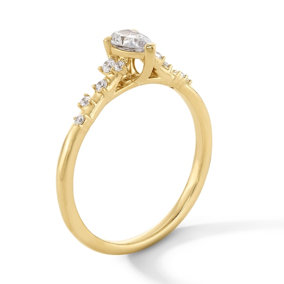 3/8 CT. T.w. Pear-Shaped Diamond Scatter Shank Engagement Ring in 14K Gold