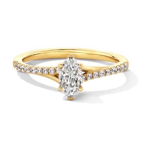 5/8 CT. T.w. Marquise-Cut Diamond Bypass Split Shank Engagement Ring in 14K Gold