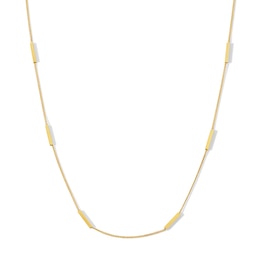 1.2mm Squared Bar Station Necklace in Solid 10K Gold - 18”