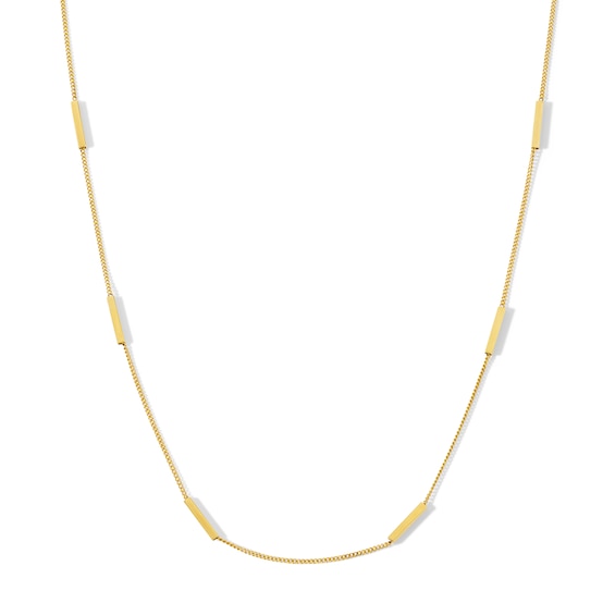 1.2mm Squared Bar Station Necklace in Solid 10K Gold - 18â