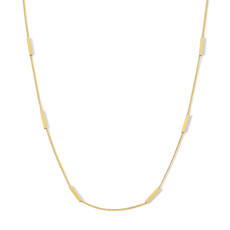 Main Image 1 of 1.2mm Squared Bar Station Necklace in Solid 10K Gold - 18”