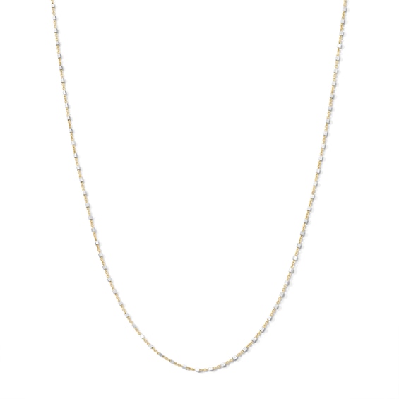 1.1mm Cube Station Necklace in Solid 10K Two-Tone Gold - 18"