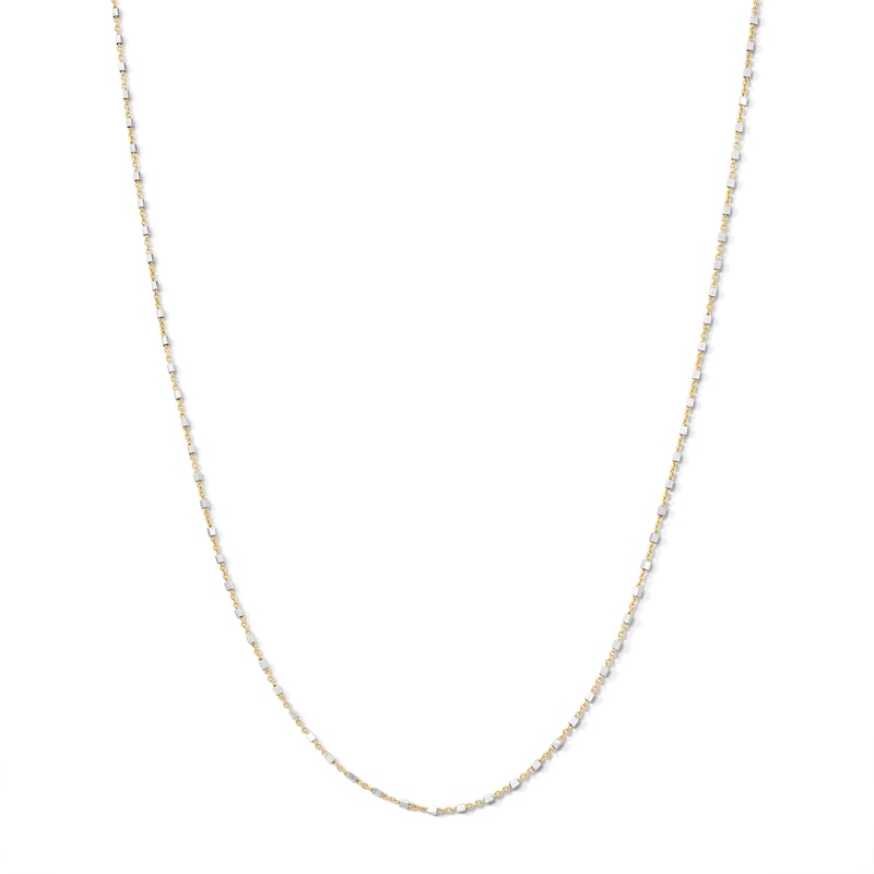 Main Image 1 of 1.1mm Cube Station Necklace in Solid 10K Two-Tone Gold - 18"