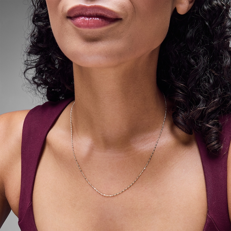 Main Image 2 of 1.1mm Cube Station Necklace in Solid 10K Two-Tone Gold - 18"
