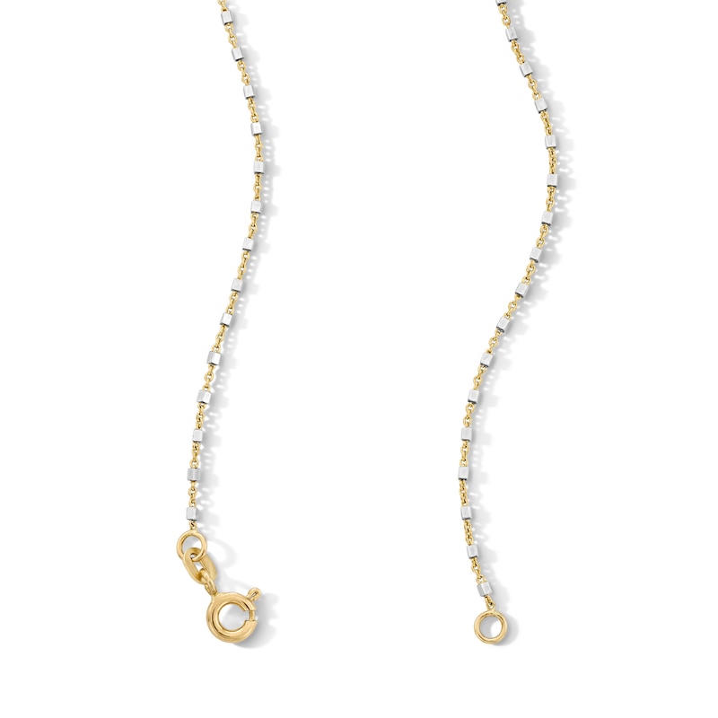 Main Image 3 of 1.1mm Cube Station Necklace in Solid 10K Two-Tone Gold - 18"