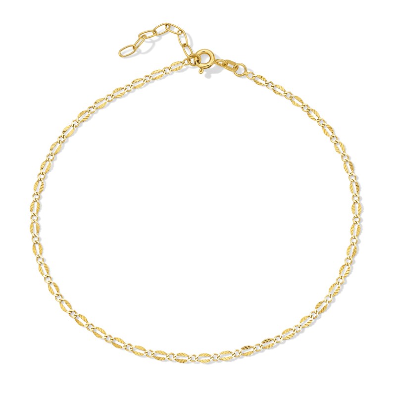 Main Image 1 of 2.37mm Feather Link Chain Anklet in Solid 10K Gold - 10"