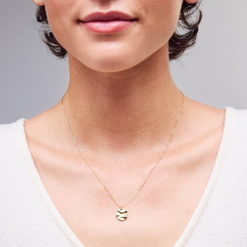Main Image 2 of Molten Disk Pendant in Solid 10K Gold