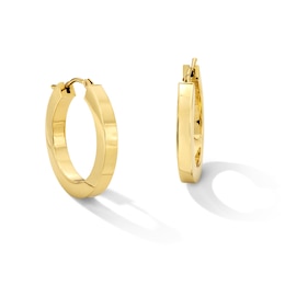 15.0mm Square Tube Hoop Earrings in Hollow 10K Gold