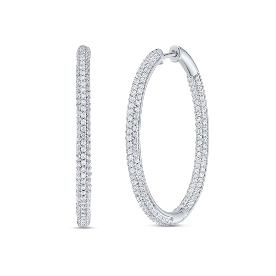 1-1/2 CT. T.w. Certified Lab-Grown Diamond Inside-Out Hoop Earrings in 10K White Gold (F/Si2)