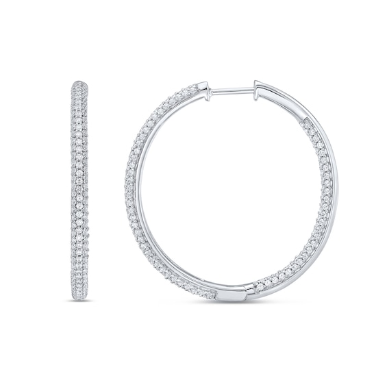 1-1/2 CT. T.w. Certified Lab-Grown Diamond Inside-Out Hoop Earrings in 10K White Gold (F/Si2)