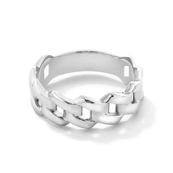 8.0mm Curb Chain Link Band in Solid Sterling Silver