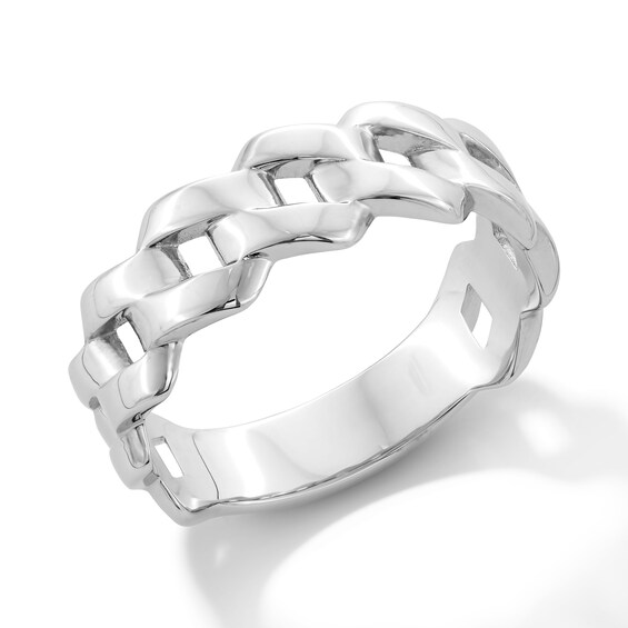 8.0mm Curb Chain Link Band in Solid Sterling Silver