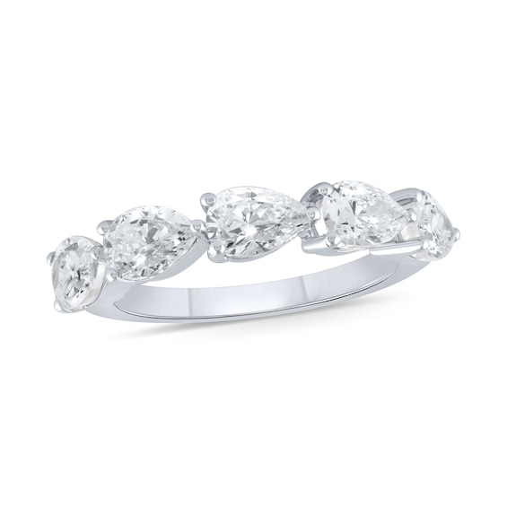 2 CT. T.w. Pear-Shaped Certified Lab-Grown Diamond Five Stone Anniversary Band in 10K White Gold (F/Vs2)