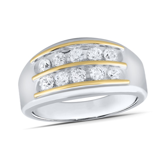 1 CT. T.w. Certified Lab-Grown Diamond Double Row Band in 10K Two-Tone Gold (F/Vs2)