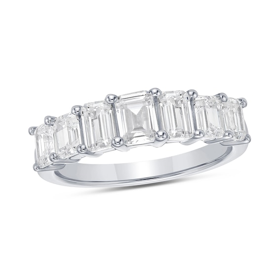 2 CT. T.w. Emerald-Cut Lab-Grown Diamond Seven Stone Anniversary Band in 10K White Gold (F/Vs2)