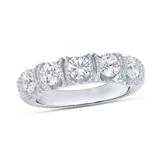 1-1/2 CT. T.w. Certified Lab-Grown Diamond Five Stone Vintage-Style Anniversary Band in 14K White Gold (F/Vs2)