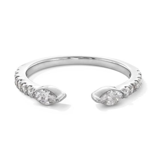 3/8 CT. T.w. Marquise and Round Certified Lab-Grown Diamond Open Shank Stackable Band in 10K White Gold (F/Vs2)