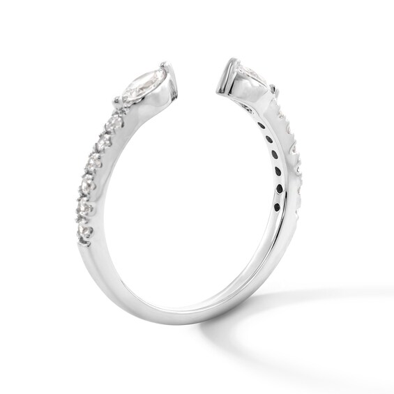 3/8 CT. T.w. Marquise and Round Certified Lab-Grown Diamond Open Shank Stackable Band in 10K White Gold (F/Vs2)