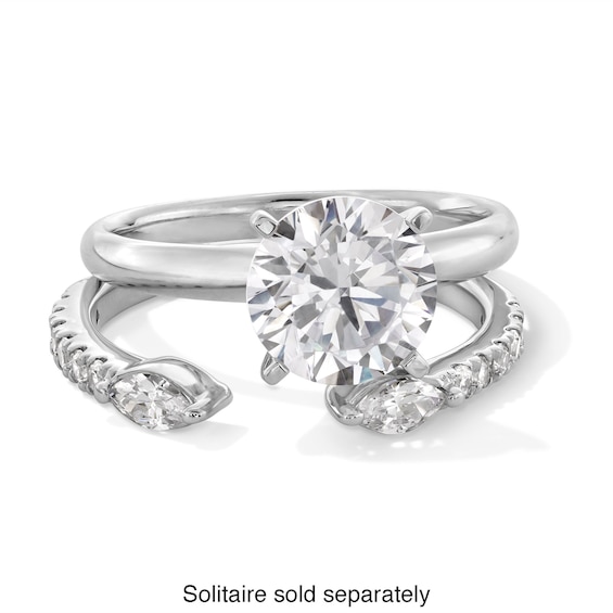 3/8 CT. T.w. Marquise and Round Certified Lab-Grown Diamond Open Shank Stackable Band in 10K White Gold (F/Vs2)