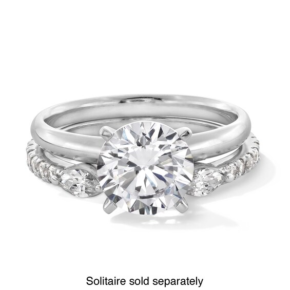 3/8 CT. T.w. Marquise and Round Certified Lab-Grown Diamond Open Shank Stackable Band in 10K White Gold (F/Vs2)