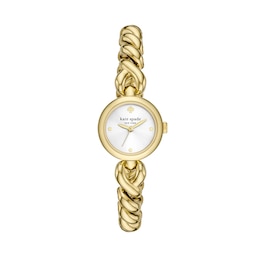 Ladies' Kate Spade Monroe Gold-Tone IP Braided Twist Link Watch with White Dial (Model: KSW1838)