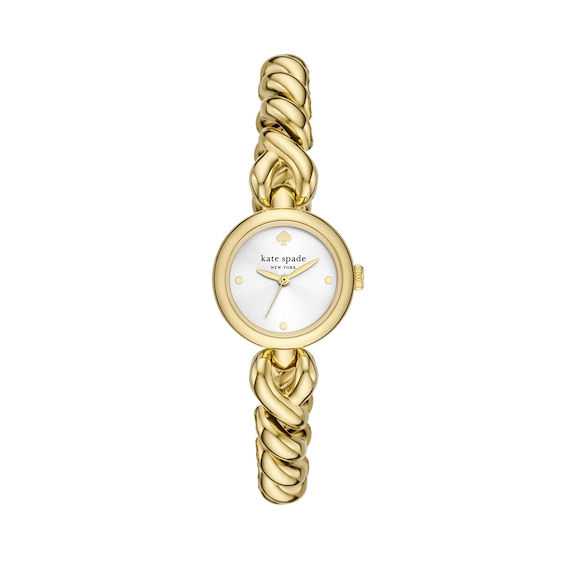 Ladies' Kate Spade Monroe Gold-Tone IP Braided Twist Link Watch with White Dial (Model: Ksw1838)