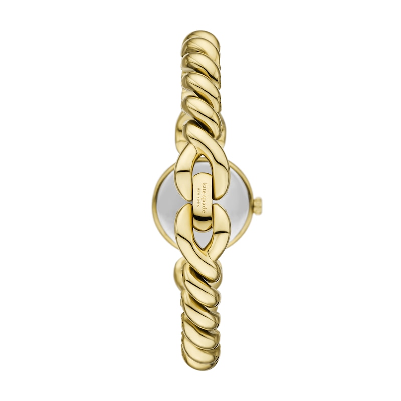 Main Image 2 of Ladies' Kate Spade Monroe Gold-Tone IP Braided Twist Link Watch with White Dial (Model: KSW1838)