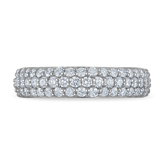 1 CT. T.w. Certified Lab-Grown Diamond Triple Row Anniversary Band in 10K White Gold (F/Vs2)